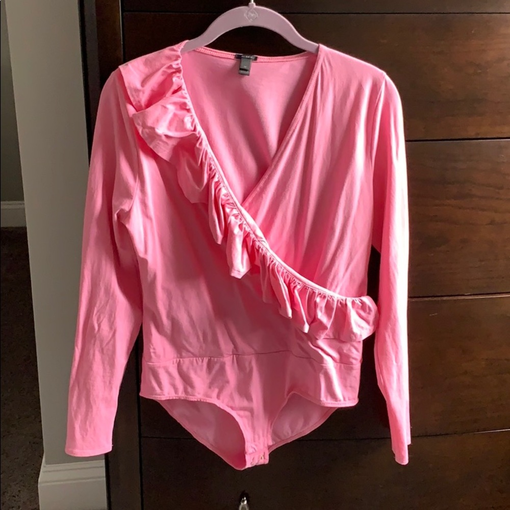 J. Crew Ruffle Long Sleeved Bodysuit